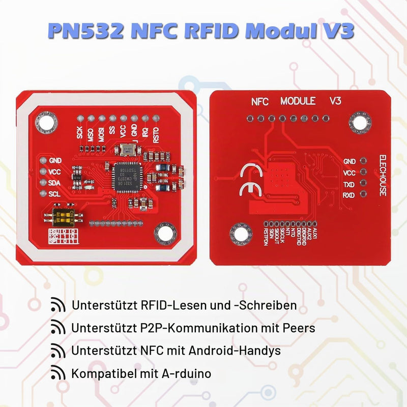 PN532 NFC NXP RFID Module V3 Kit, I2C Connectivity for Arduino, Raspberry Pi, Android Phone