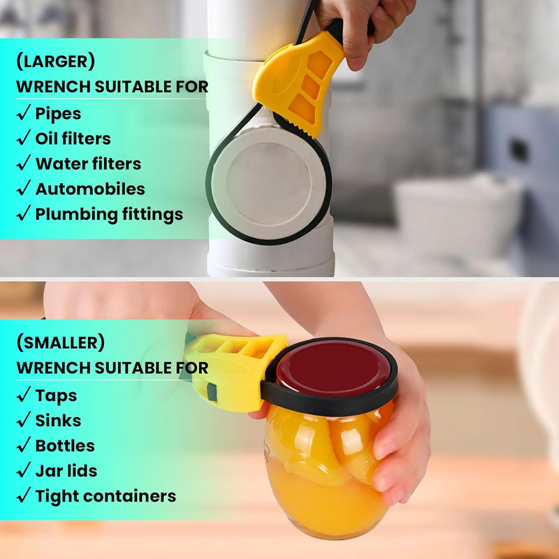 [Australia - AusPower] - Toolwiz Rubber Strap Wrench Upgrade-2pcs Set 24 IN and 19.7 IN Length Adjustable Oil Filter Strap Wrench, Reinforced Rubber Pipe Wrench, Jar Opener for Mechanics Plumbers DIY Yellow 