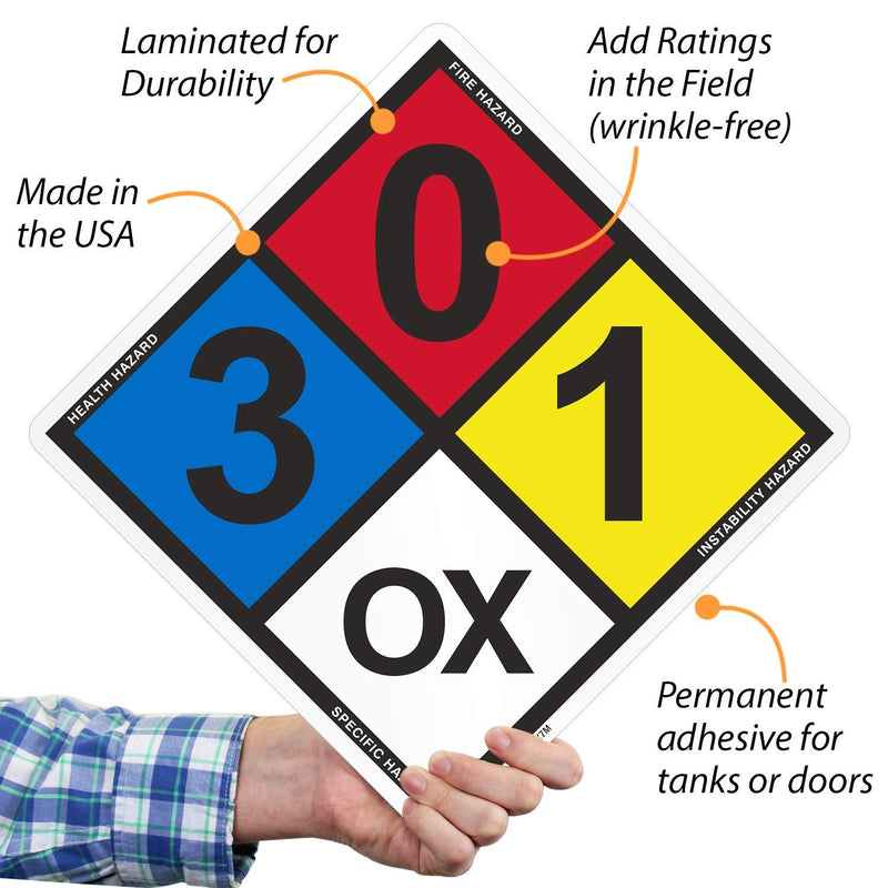 [Australia - AusPower] - SmartSign NFPA Adhesive Label Kit (Placard, Digits & Symbols) | 17" Tall (Tip-to-Tip) Diamond Laminated Vinyl, Made in USA Pack of 1 