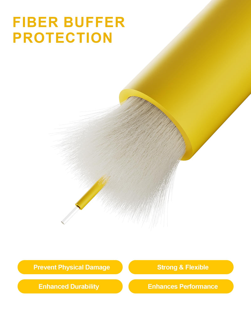 OS1 LC to ST Fiber Patch Cable 8Pack, 0.5M(1FT) ST to LC Singlemode Fiber Patch Cable, LSZH Duplex 9/125µm Jumper Optical Patch Cord Yellow for Media Converters 0.5Meter 0.5M(1FT) 8 Pack Yellow OS1 LC-ST