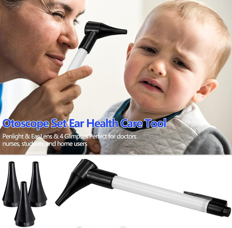 [Australia - AusPower] - Slimline Stainless Pocket Otoscope, Handheld Ear Scope Otoscope with Soft LED Light & 7 Specula Tips for Kids Adults Pets Animals 