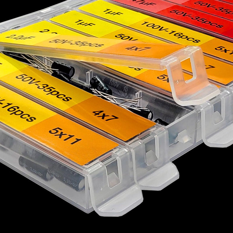 [Australia - AusPower] - EEEEE 0.1uF?2200uF 633 pcs capacitor set 30 Value 633 Individual Box Lid Electrolytic Capacitor Assortment kit for industrial electrical and 10V, 16V, 25V, 50V, 100V 633pcs 30values 10-100V 