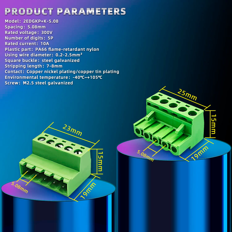 [Australia - AusPower] - 10pairs 5 Pin 5.08mm Pitch PCB Mount Screw?10Pcs 5 Pin Phoenix Type Connector PCB Mount Screw Terminal Block Connector with 10Pcs 5 Pin Plug 5.08mm 5 Pin 