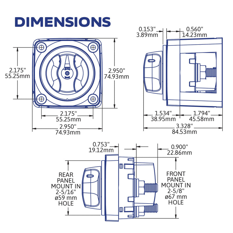 Blue Sea Systems 4‑Position Mini Selector Battery Switch, Red, 6007 m‑Series One size Selector 4 Pos.