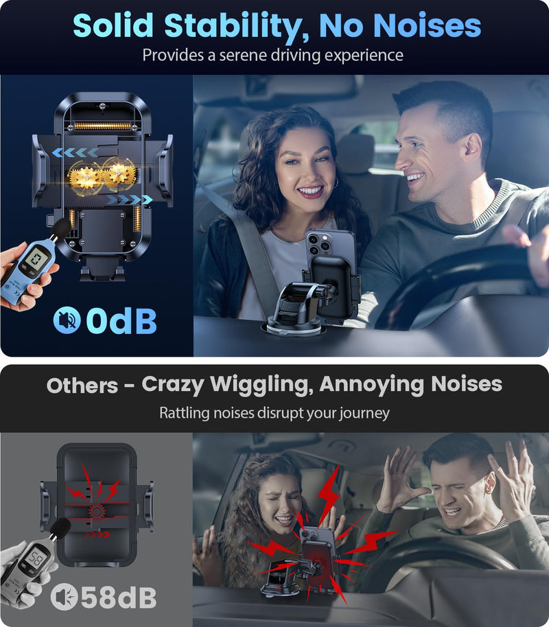 [Australia - AusPower] - VICSEED Phone Holders for Your Car [Super Suction Power & No-Wobbling] Universal Cell Phone Mount Dashboard Windshield Vent Long Arm Hands Free Cradle Fit for iPhone, Android and All Smartphones Classic Black 