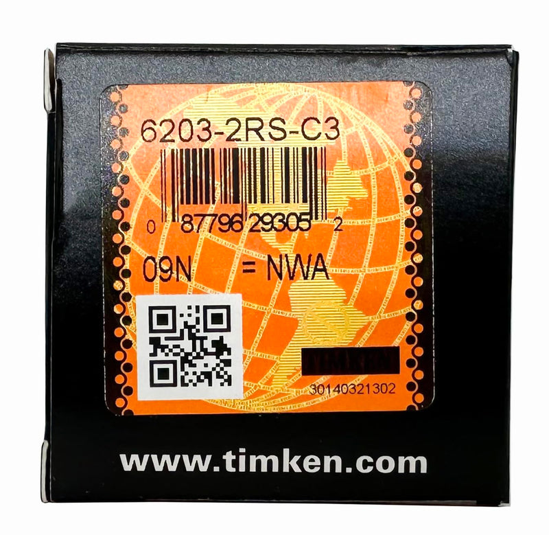 [Australia - AusPower] - 2PACK TIMKEN 6203-2RSC3 17x40x12mm Double Rubber Seal Bearings C3 Clearance Pre-Lubricated and Stable Performance and Cost Effective Bearings 