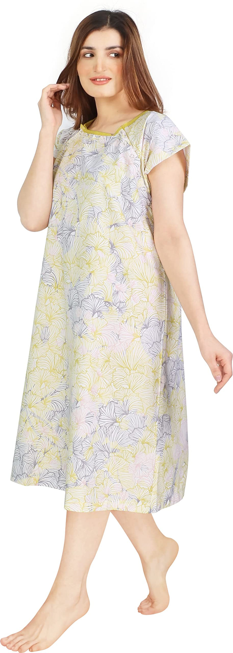 [Australia - AusPower] - NY Threads Women's Hospital Gown Soft and Stylish Patient Gown, Small-Medium, Ginko Yellow 