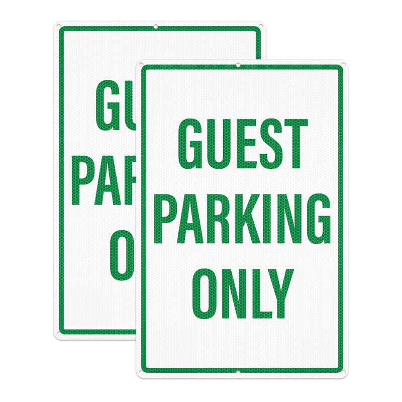 2 Pack Guest Parking Only Signs 12" x 18" Reflective Aluminum Metal Signs Rust Free Visitor Parking Sign for Driveway Business Apartments Hotels