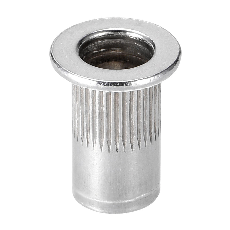 [Australia - AusPower] - uxcell #10-32 Rivet Nuts Aluminium Alloy Knurled Flat Head Threaded Insert Nut Silver 25pcs 
