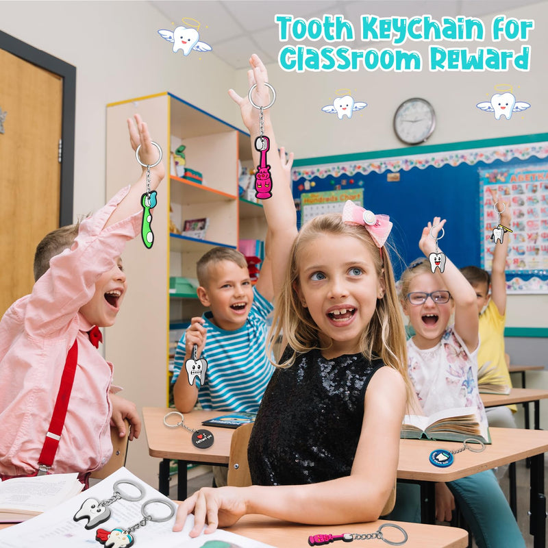 [Australia - AusPower] - 28Pcs Tooth Keychain Dental, Dental Assistant Gifts Tooth Shape Keychain, Dental Gift for Dental Students Office Staffs Dental Assistants(14 Styles) 