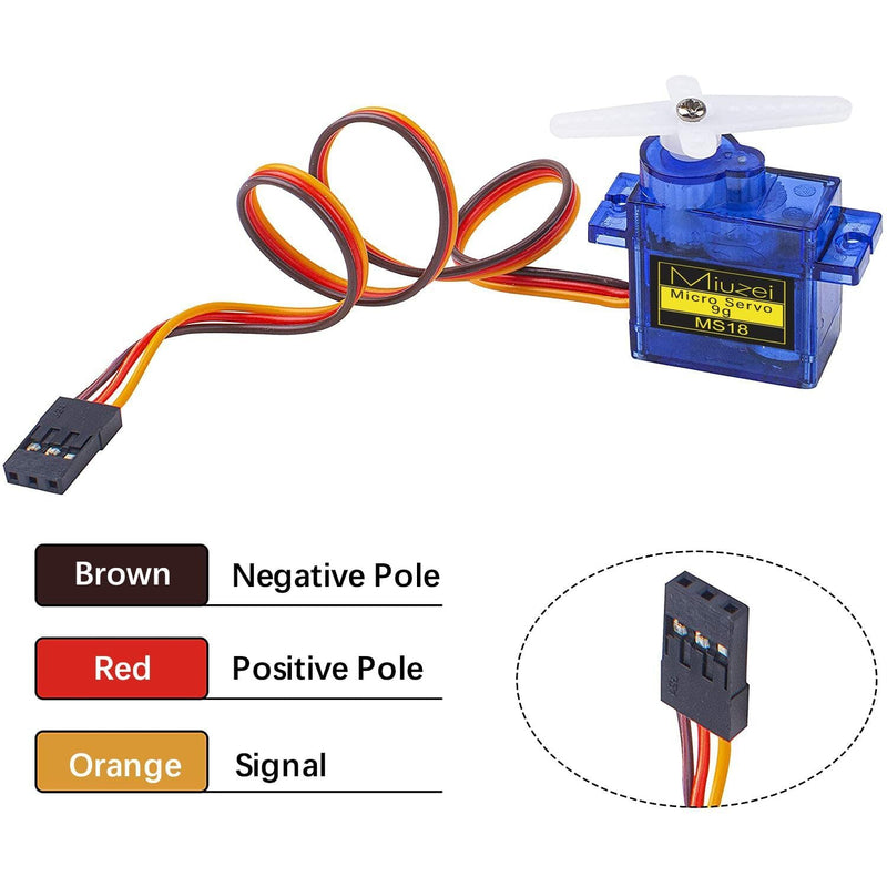 Sg90 9g Micro Servo Motor, Miuzei Mini Small Servos Motor Kit Metal Gear for Arduino RC Car Airplane Robot (20) 20