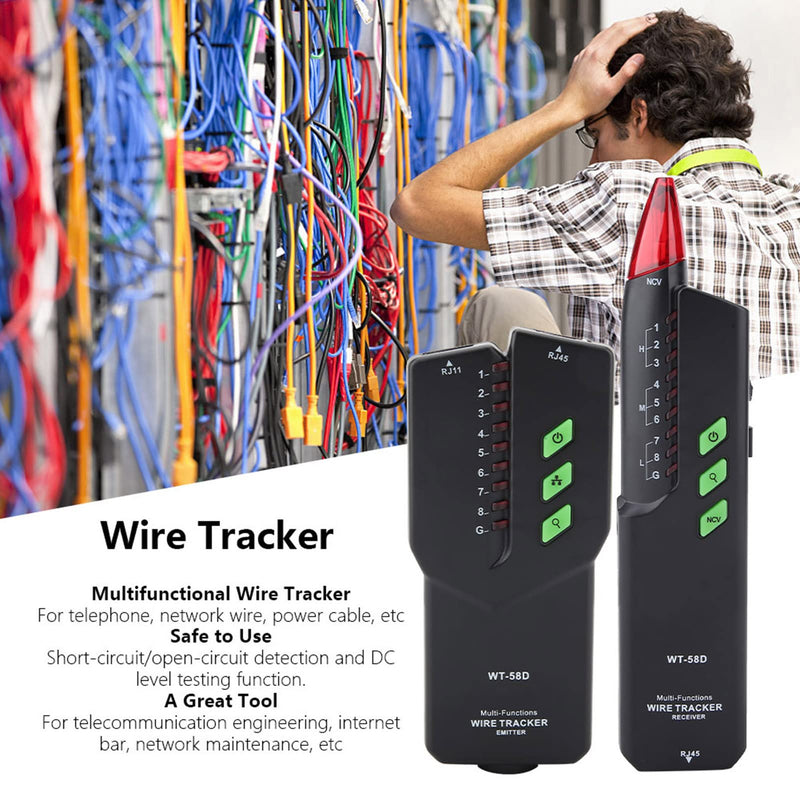 [Australia - AusPower] - Wire Tracker, WT-58D Network Cable Tester, Portable Multifunction Breakpoint Tester RJ11 RJ45 Telephone Cable, Network and Cable Tester 