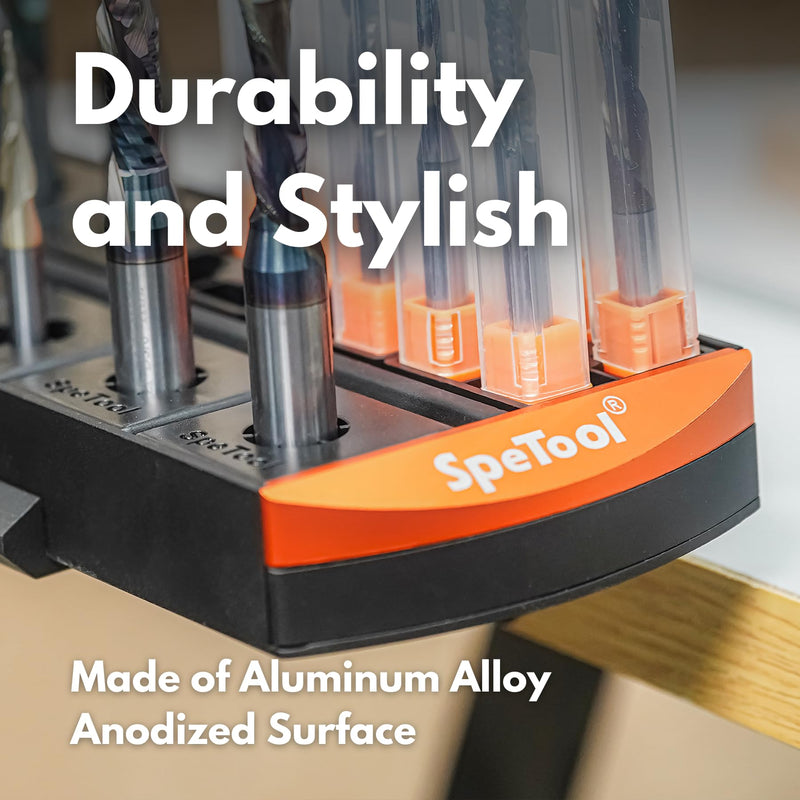 SpeTool Router Bit Storage Tray, Versatile 14 Bit Bases for 1/2 and 1/4 inch Shank Router Bit or 13*13mm Router Bit Box, Router Bit Holder Organizer Holds Up to 56 Router Bit (Black) Black