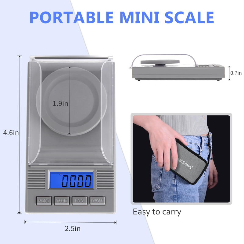[Australia - AusPower] - Fuzion Milligram Scale 50g/ 0.001g, mg Scale, Jewelry Scale with LCD Backlit, Tare, Digital Milligram Scale for Powder Medicine, Gem, Reloading, Micro Scale PL50 Grey 