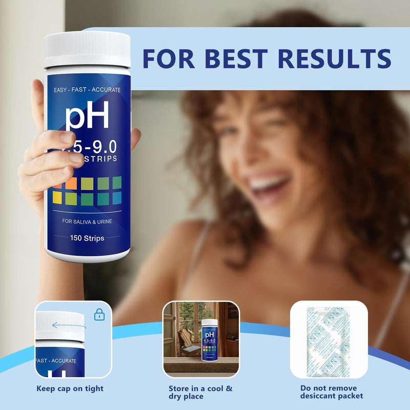 [Australia - AusPower] - pH Test Strips for Urine and Saliva 150 pH Strips for Fast, Accurate pH Testing at Home Get Clear Acid-Alkaline Balance Results, Quick & Easy pH Level Testing from 4.5-9.0 pH Test Strips 