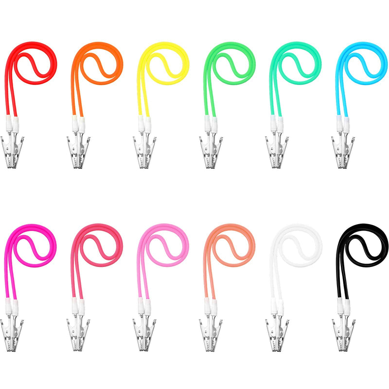 [Australia - AusPower] - Patelai 12 Pcs Silicone Dental Bib Clips Colorful Napkin Clips Bib Holder Dentist Napkin Chain Neck Chain with Lanyard for Elderly Adult Patient Towels Restaurant Cloth Travel(Bright Color Series) Bright Color Series 