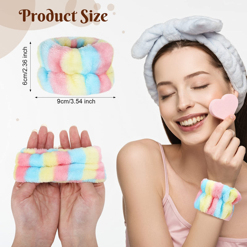 [Australia - AusPower] - 8 Pcs Wrist Spa Washband Adjustable Wrist Wash Towel Band Wristbands Absorbent Face Washing Wristbands Spa Reusable Wrist Sweatband for Women Girls Stylish Style 