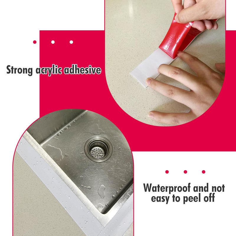 [Australia - AusPower] - 3 Rolls White Caulk Tape for Bathtub Self Adhesive，Peel and Stick Caulk Strip Waterproof，Toilet Base Sealer Strip，Toilet Sealant Tape White-3Rolls 