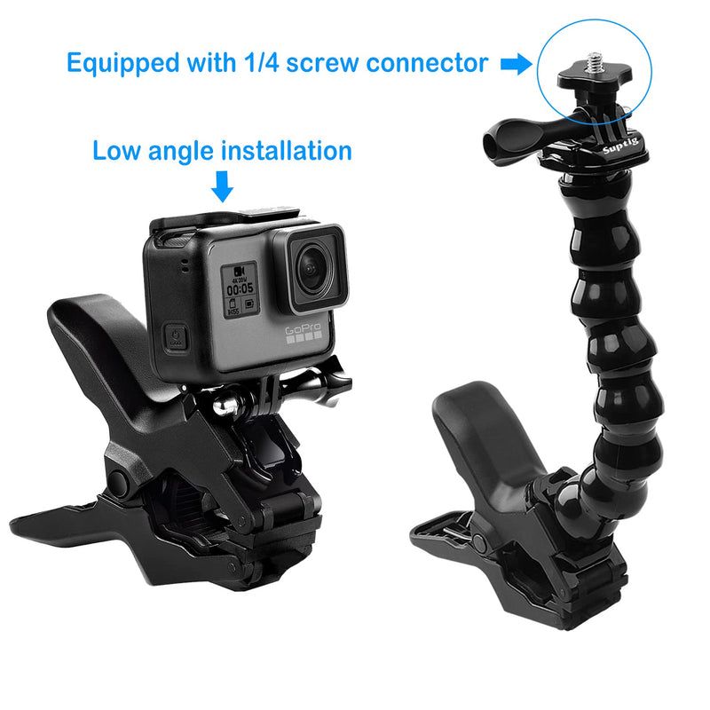 [Australia - AusPower] - Suptig Jaws Flex Clamp Mount Gooseneck Mount for GoPro Hero 12 Hero 11 Hero 10 Hero 9 Hero 8 Hero 7 Hero 6 Hero 5 Hero 4 Session Hero 3+ Hero 3 Akaso EK7000 Arlo Action Cameras 