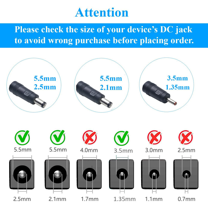 DC 15V 1A 1000mA Power Supply Adapter, Plug 5.5 mm x 2.1 mm with Selectable 5.5 mm x 2.5 mm, 3.5 mm x 1.35 mm Plug Tips 15 V, 1 A (single)