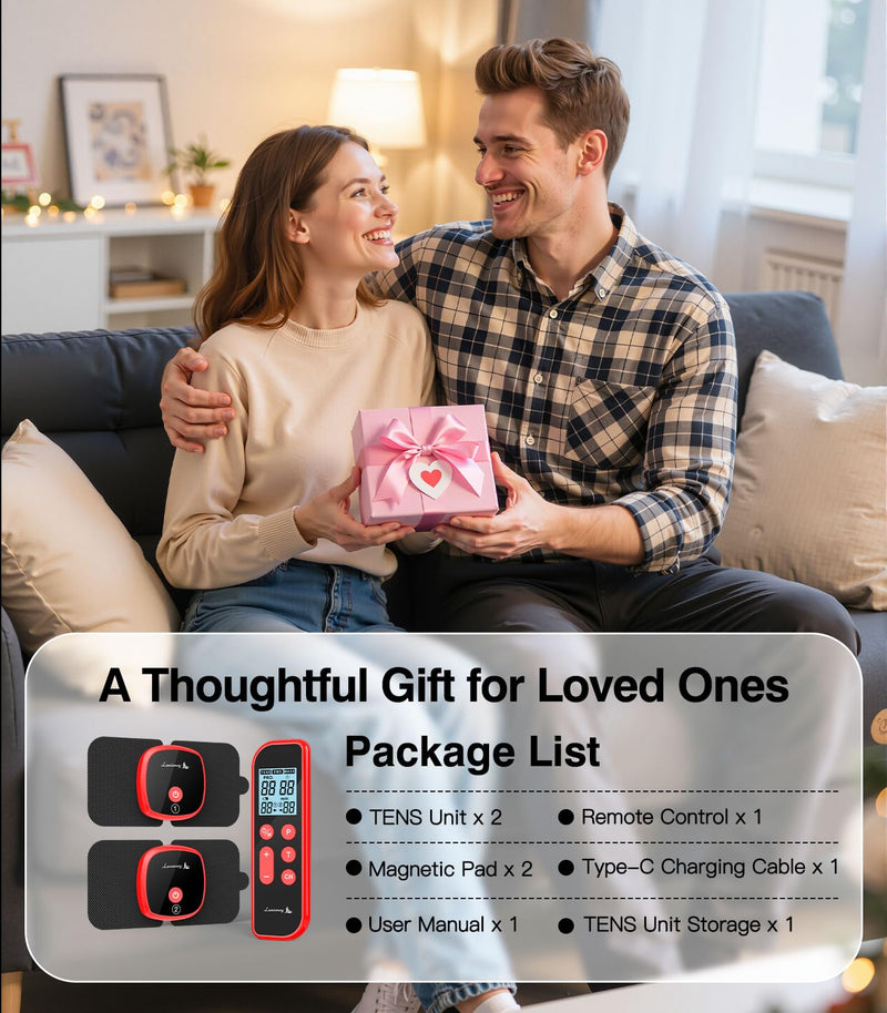 [Australia - AusPower] - Wireless TENS Unit Muscle Stimulator, 2 Packs Rechargeable TENS Machine with Remote Control, Dual Channel Portable Combo Electrotherapy Device (Model: M101A-UK1) for Neck, Back, Shoulder 