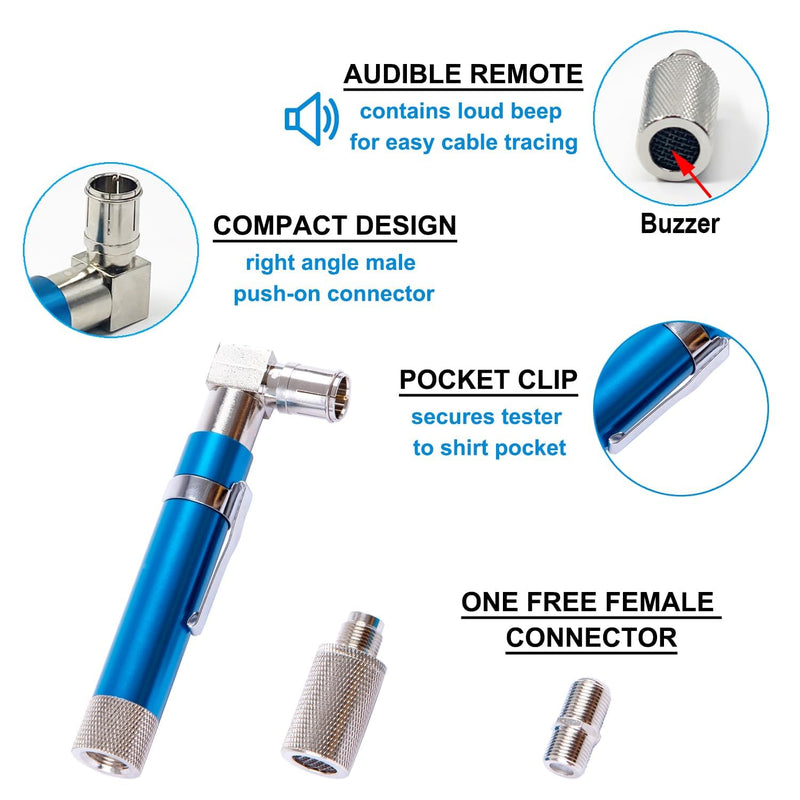 Coaxial Pocket Toner Pocket Continuity Tester,with Coaxial Cable Crimper Kit,and Toner with Light&Buzzer Voltage Toner and Barrel Connector Bundle for Testing Coax Cable, RG6, RG59, CATV Wire Tracer Grey