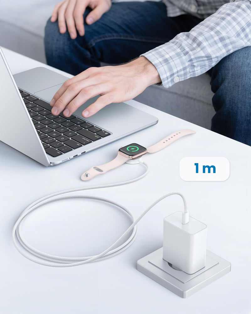 Charging Cable for Apple Watch 1M iWatch Charging Cable USB C Apple Watch Charger | Magnetic Apple Watch Fast Charger for iWatch Series 11/ 10/ 9/ 8/ 7/ 6/ 5/ 4/ 3/ 2/ SE3/ SE2/ SE/ Ultra 2/ Ultra White 1 m