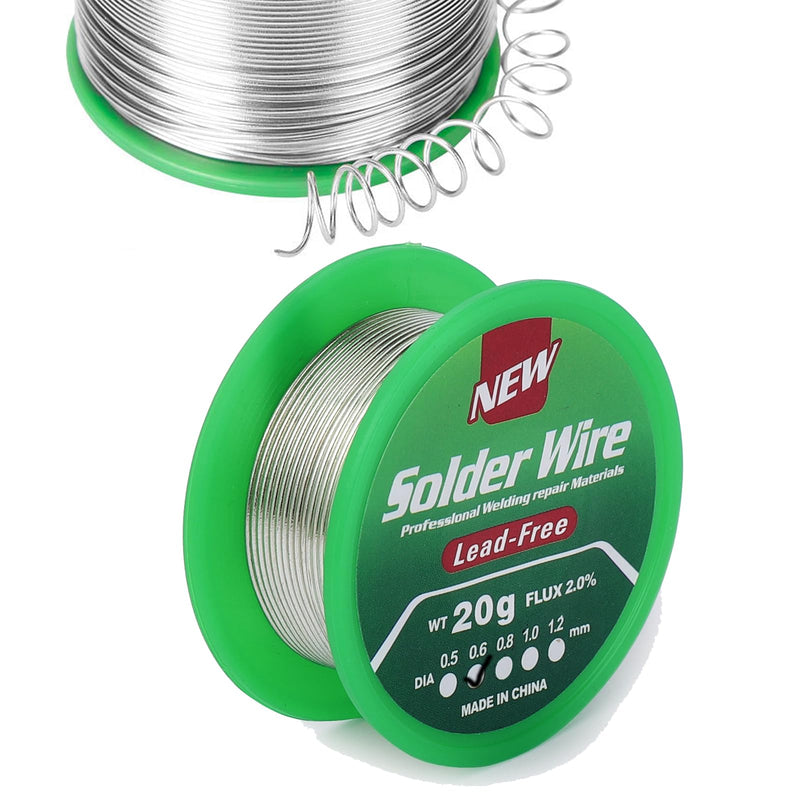 Lead-free Solder 0.6 mm, Soldering Wire 20 g with Flux Solder for Electronics | Rosin Core Sn99.3 Cu0.7 Electronic Solder Wire for Electrosoldering Repair 20g 0.6mm