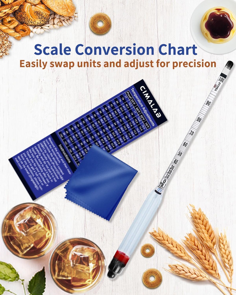 [Australia - AusPower] - CIMALAB Hydrometer Alcohol Meter, Hydrometer Alcohol 0-200 Proof and Tralle Alcohol Hydrometer, Alcohol Proof Tester Hydrometer, Alcohol Tester for Liquor/Moonshine/Spirits/Proofing/Distilled 