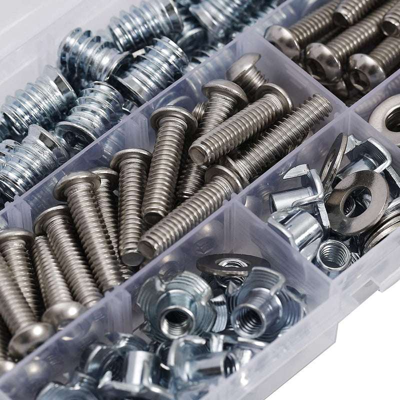 [Australia - AusPower] - 1/4-20 Threaded Inserts for Wood T Nuts 1/4-20 Bolts Fully Threaded Button Head Hex Socket Screws 1" 1-1/4" and Washers Threaded Insert & 1" 1-1/4" Bolts 