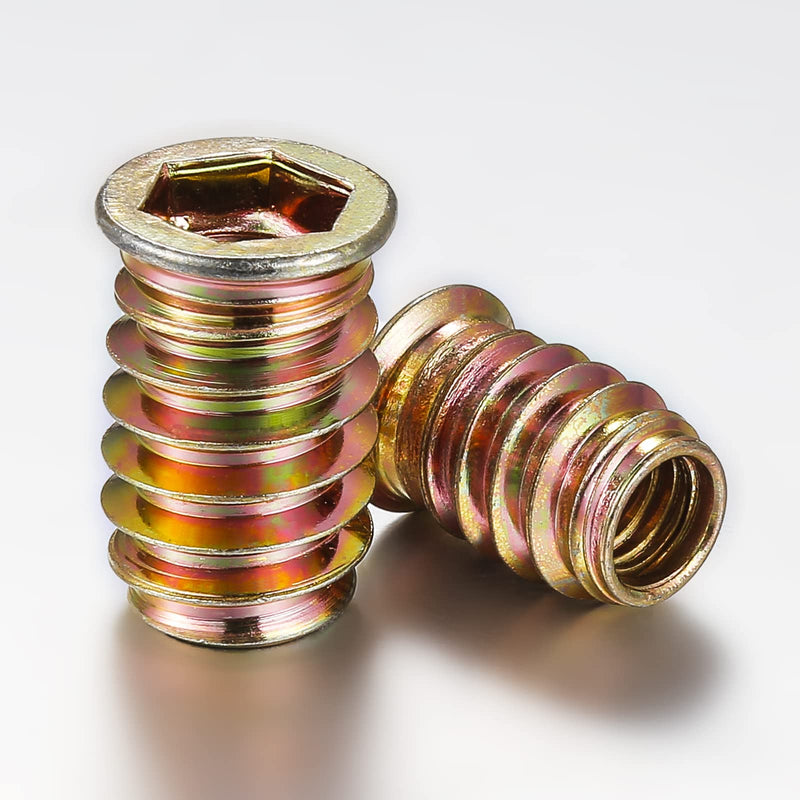[Australia - AusPower] - 1/4"-20 200Pcs Threaded Insert for Wood Hex Drive Wood Inserts Furniture Nuts 1/4"-20 