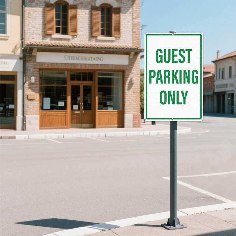 2 Pack Guest Parking Only Signs 12" x 18" Reflective Aluminum Metal Signs Rust Free Visitor Parking Sign for Driveway Business Apartments Hotels