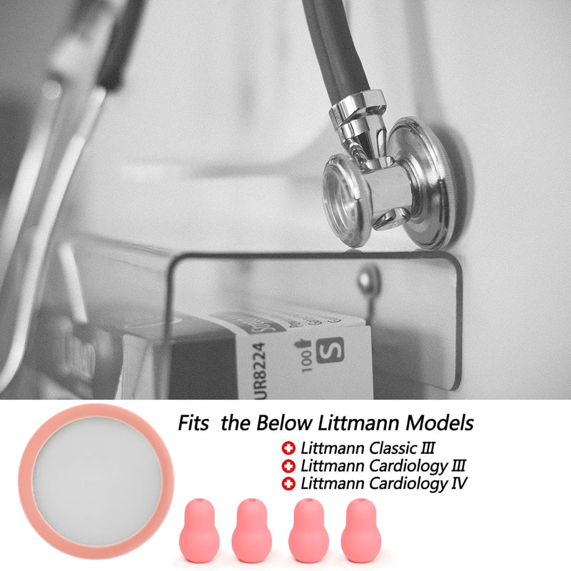 [Australia - AusPower] - Replacement Accessories Kit Fits Classic 3 Cardiology 3 & Cardiology 4 for Littman Stethoscope Replacement Parts & Stethoscope Bell Cover Diaphragm and Eartips Earbud Replacement Parts (pink) pink 
