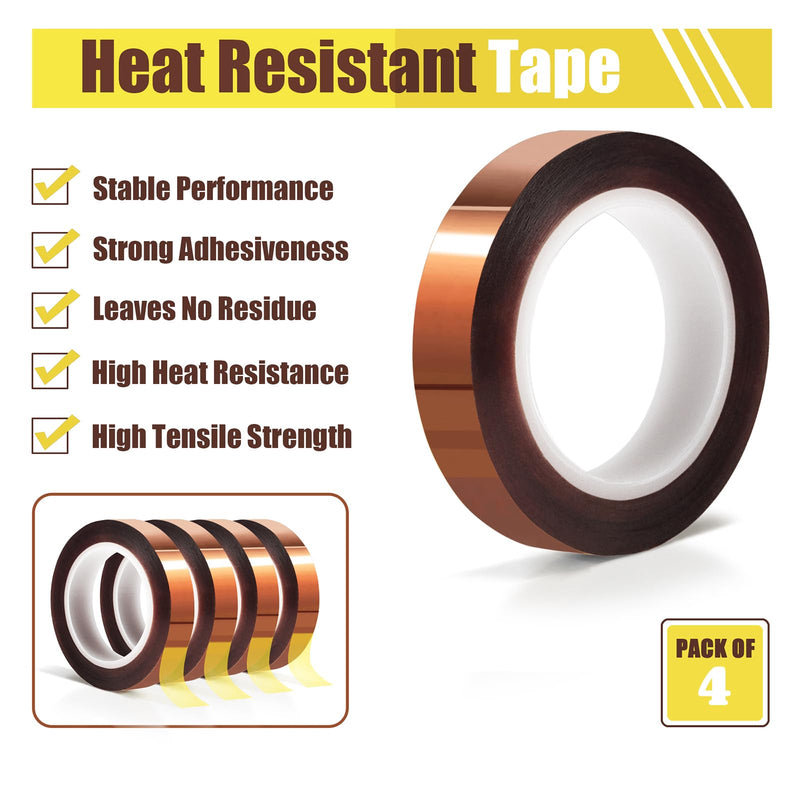[Australia - AusPower] - 4 Rolls 10mm x16m(52FT) Heat Tape High Temperature Heat Resistant Tape Heat Transfer Tape for Heat Sublimation Press Vinyl,No Residue 