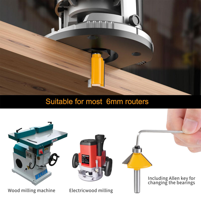 [Australia - AusPower] - HPMAISON 12-Piece Milling Cutter Set for Routers, Cylindrical Shank 6 mm, Precise Carbide Cutting Plates, Wood Cutter Bits Cutter Set for Edge Milling, Wood Router, Woodworking 12 pieces. Milling cutter set - shank 6 mm 