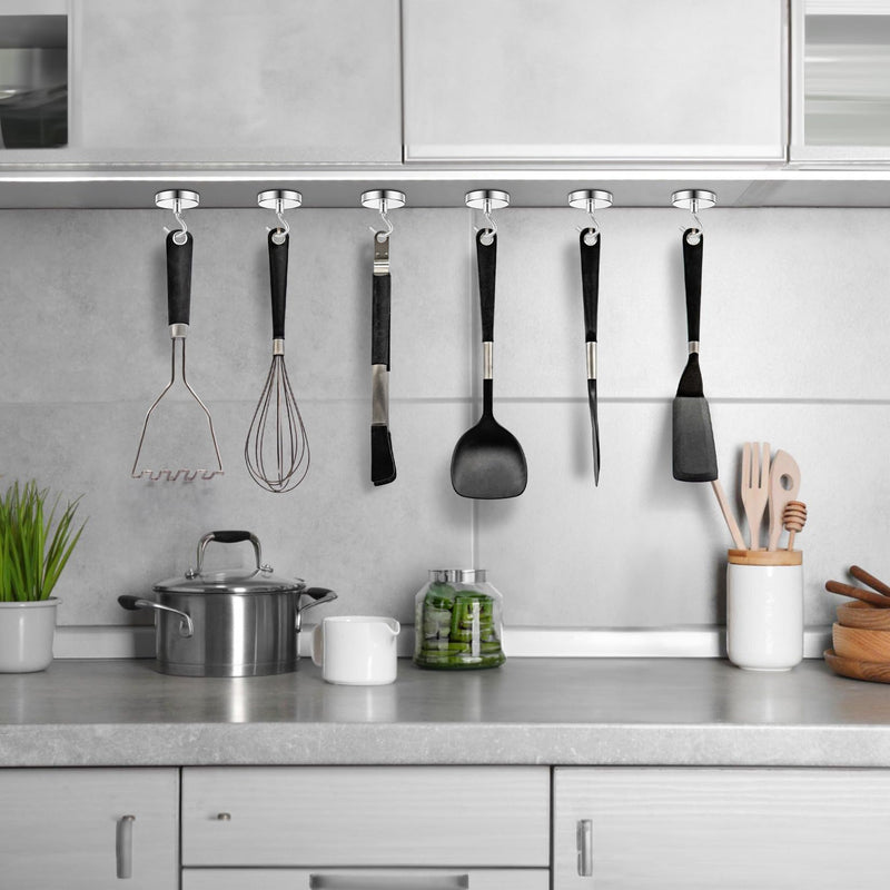 [Australia - AusPower] - Grtard 4Pack Strong Magnetic Hooks Heavy Duty, 110 Lbs+ Magnet Hooks for Cruise, Magnetic Hooks for Fridge, Garage, Hanging, Classroom, Grill, Cabins, Office, Home, Workplace and Kitchen. Silver 4 Pack 