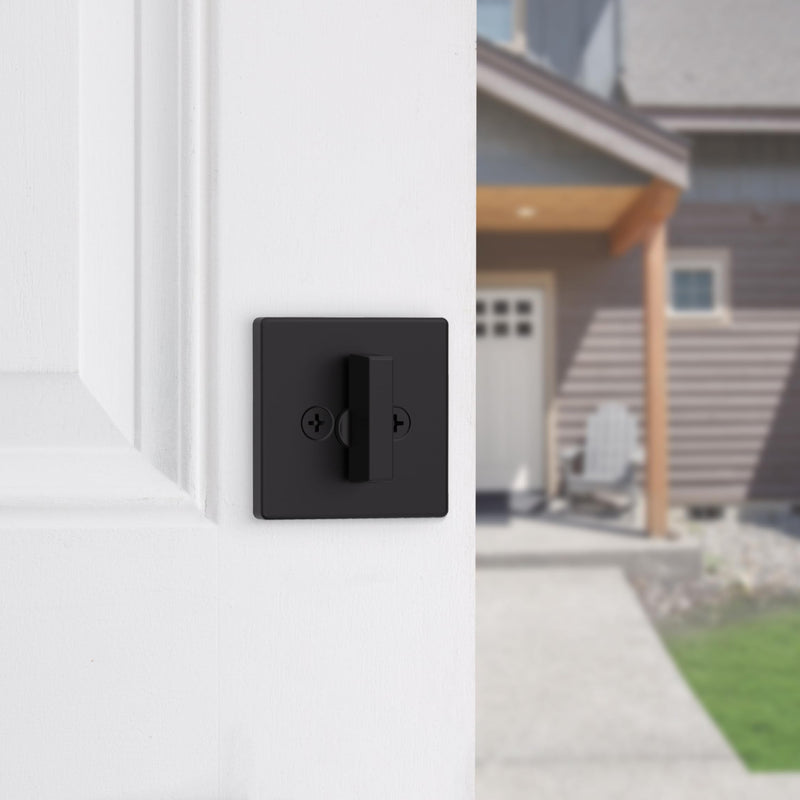 Kwikset 817 Deadbolt Lock, Matte Black Square Exterior Keyed Front Entry Door, Pick Resistant SmartKey Rekey Security, Single Cylinder Dead Bolt, with Microban Protection Contemporary New