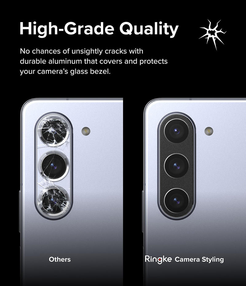 [Australia - AusPower] - Ringke Camera Styling [Stylish Aluminum Frame] Compatible with Samsung Galaxy Z Fold 5 Camera Lens Protector, Protective Metal Cover for Women, Men - Black 