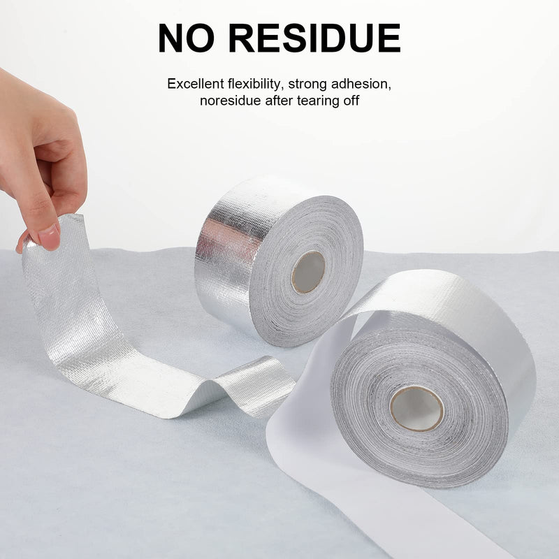 Zonon 2 Rolls Aluminum Foil Tape Heat Shield Tape Barrier Adhesive Reflective Fiberglass Thermal Insulation Reflective Material High Temp Protection(Silver,2 Inch X 100 ft) 2 Inch X 100 ft Silver