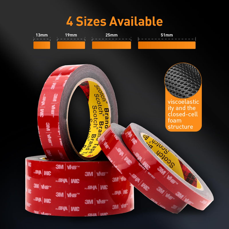 Double Sided Tape Heavy Duty Mounting Tape 3/4" x 18Ft Made of 3M 5925 Strong Adhesive Waterproof Foam Tape Perfect for Automotive Home Office Decor Indoor and Outdoor Walls (Pack of 2) Black