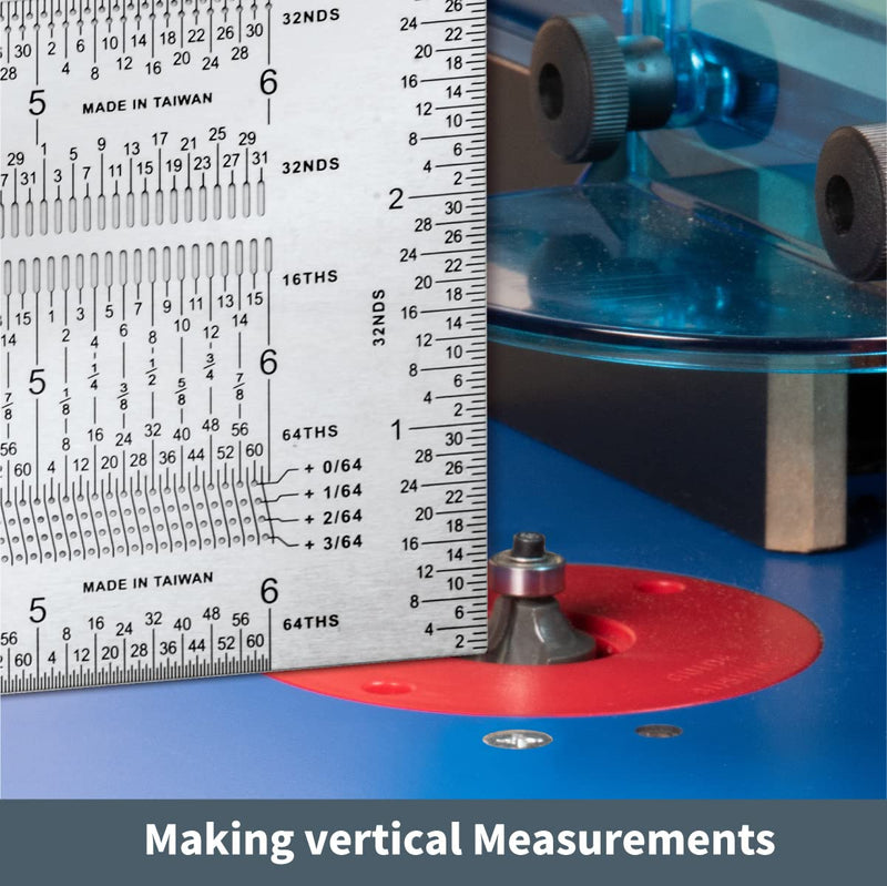 POWERTEC 6'' Precision Marking T-Square, T Rule w/Pencil for Measuring, Scribing, Setting Up Bits Height, Stainless Steel Woodworking & Crafting Marking Tools for Drill Press, Table Saw 80027 6" T Square