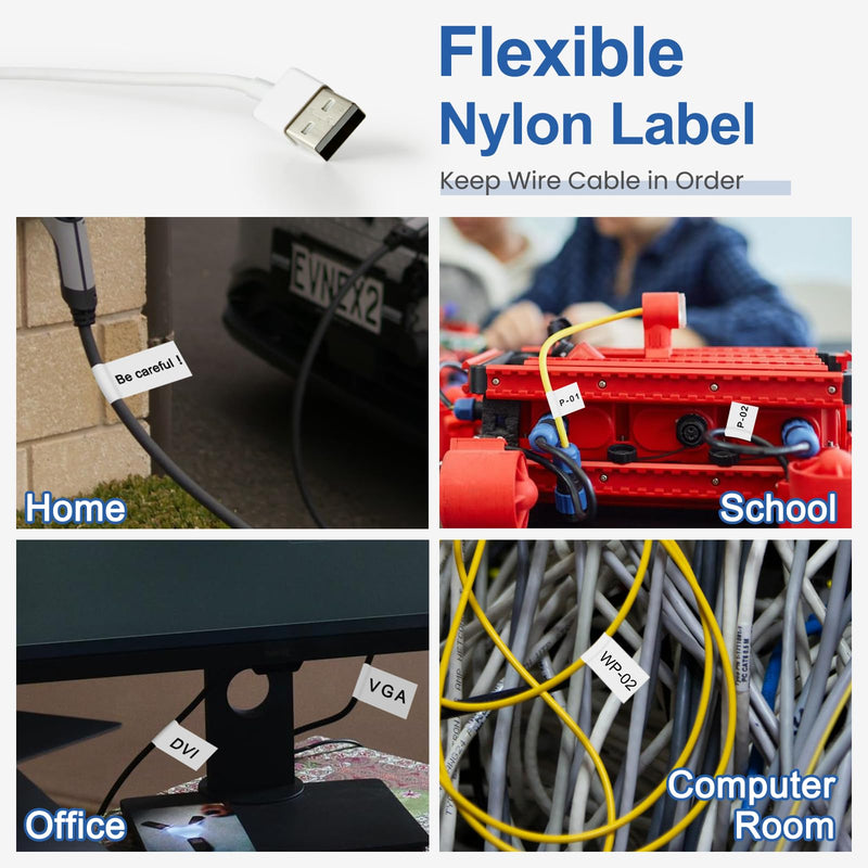 18489 Replace for Dymo Rhino 5200 4200 Label Tape 3/4 Rhino Industrial Flexible Nylon Compatible with Rhino 4200,5200,5000,6000 Label Maker Refills A18489, 3/4'' x 11.5', Black on White, 4 Pack 3/4''