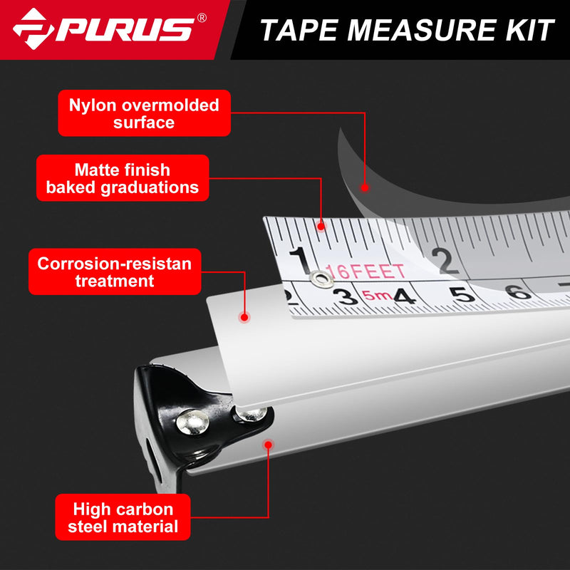 [Australia - AusPower] - PURUS 2pcs Tape Measure, Retractable Measure with Fractions, Easy Read, Measurement Self-Locking Tape, Metric Scale Measurement Tape for Designer, Decorator, Handicraftsman 