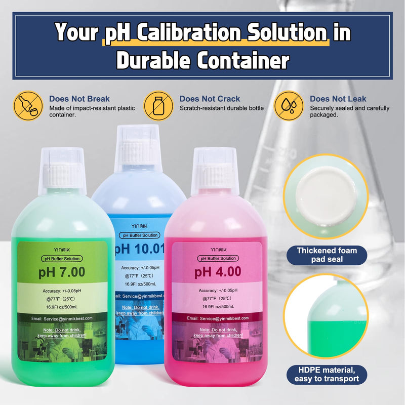 [Australia - AusPower] - YINMIK 6 in 1 pH Meter with 500mL pH Calibration Solution 