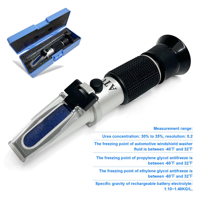 [Australia - AusPower] - 5-in-1 Refractometer for DEF Urea Concentration, Windshield Washer & PG/EG Antifreeze Freeze Point, Battery Specific Gravity - Refractometer for Coolant, Antifreeze, and Diesel Fluid 