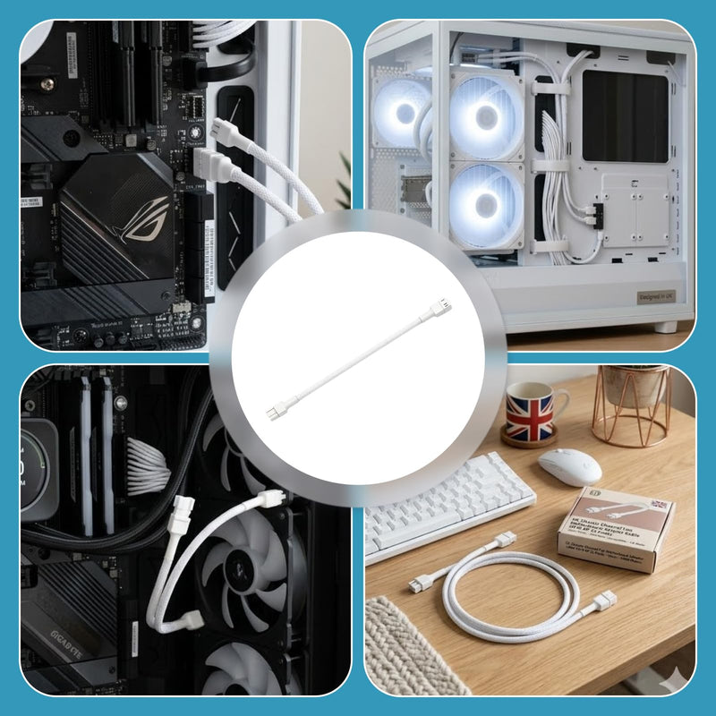 4 x 4Broches PWM Extension Cable 27 cm PWM Cable Extension for PC, CPU and Case Fan, Fan Interfaces Control Cable Pour châssis d'ordinateur, Carte Mère, Fan Interfaces Control Cable