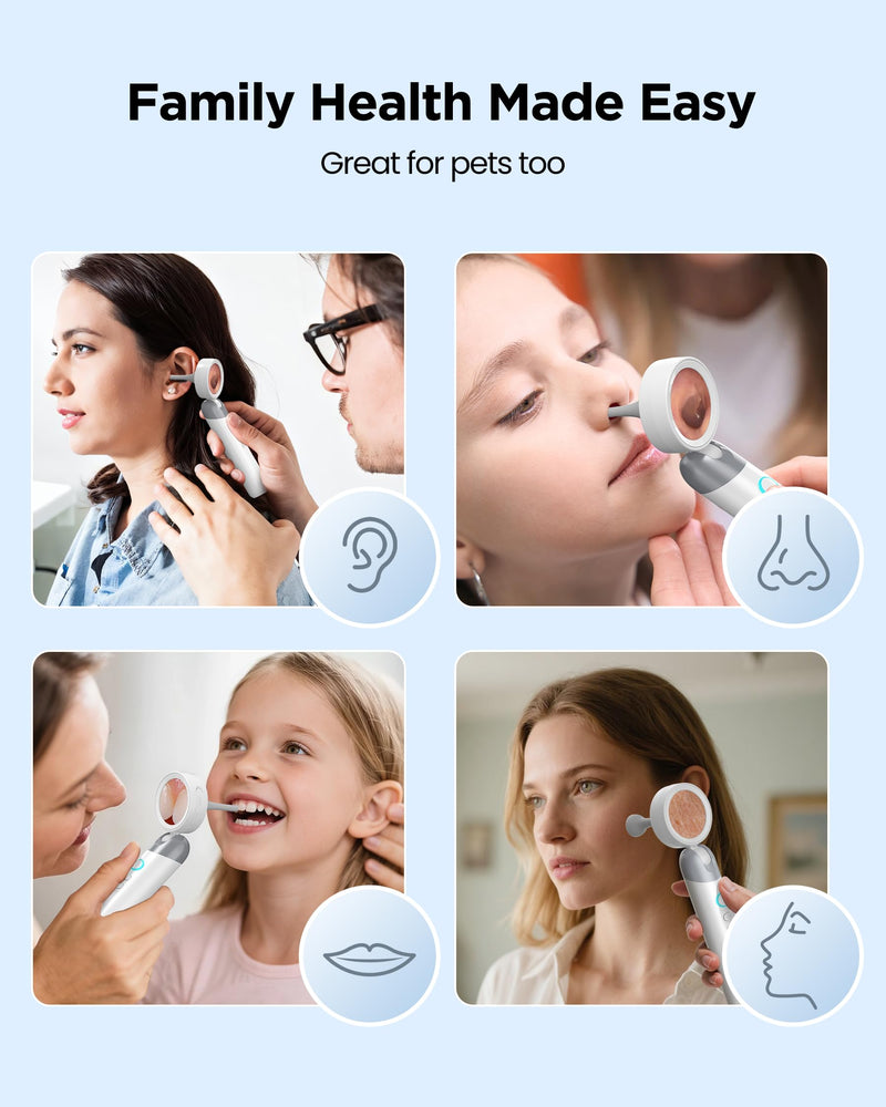 [Australia - AusPower] - Digital Otoscope Camera with Light – HD Screen 90° Foldable Support Photo Video and PC View, Ear Infection Detector, Pocket Ear Scope with Earwax Removal Tool for Family Adults, Kids and Pets 