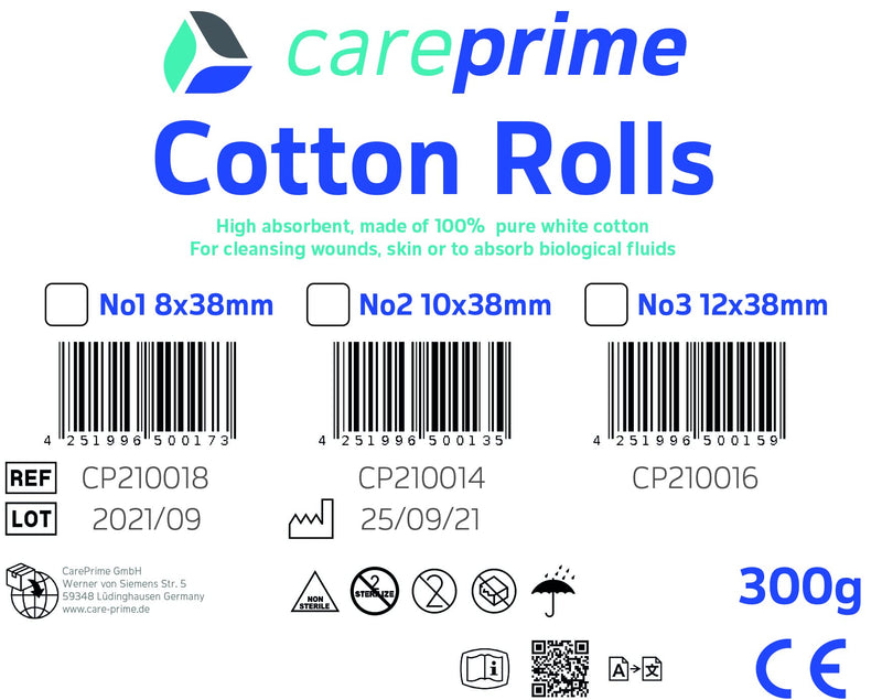 Cotton Rolls Toothed Cotton Rolls 38 mm 100% Cotton 300 g (No3 12 mm) NO3 - 12 mm