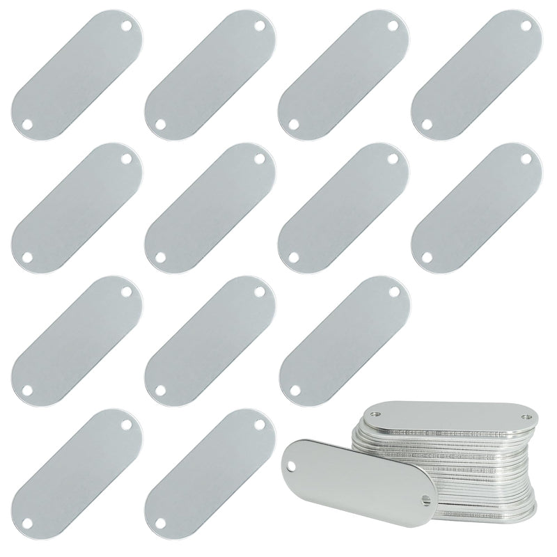 StayMax Aluminum Engraving Blanks Tags Stamping Blanks Tags with 2 Holes 50 Pack (Silver) Silver
