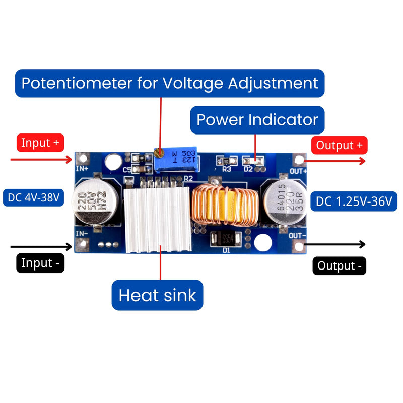 [Australia - AusPower] - LAOMAO DC-DC Buck Converter 4-38V to 1.25-36V 5A Adjustable 24V 12V 9V 5V Step Down Voltage Converter Power Module Compatible with Arduino LED Electric Power DIY (Pack of 3) 